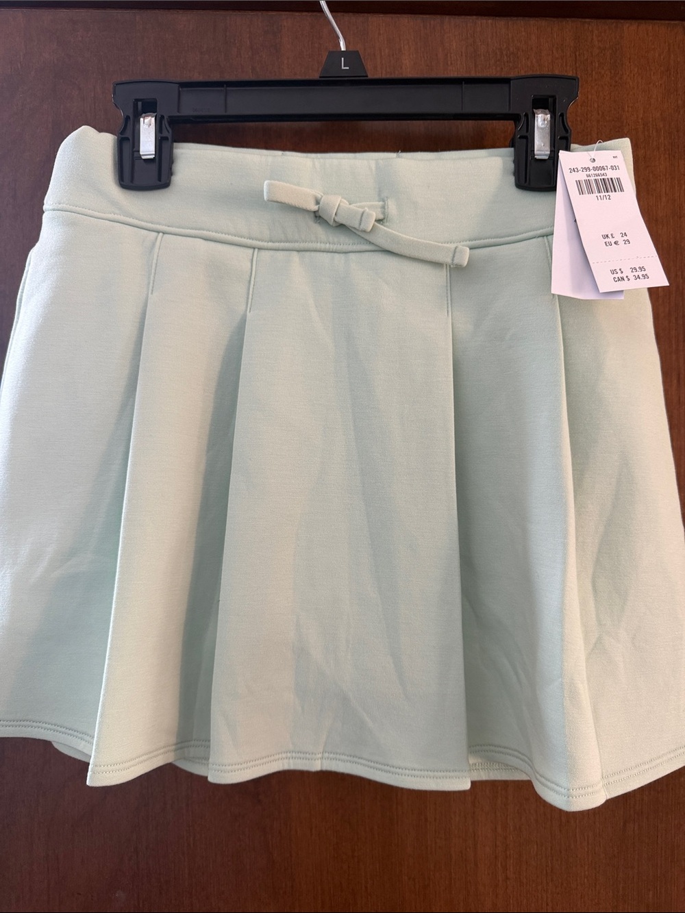 abercrombie kids Mint Green Pleated Skort with Waist Tie
